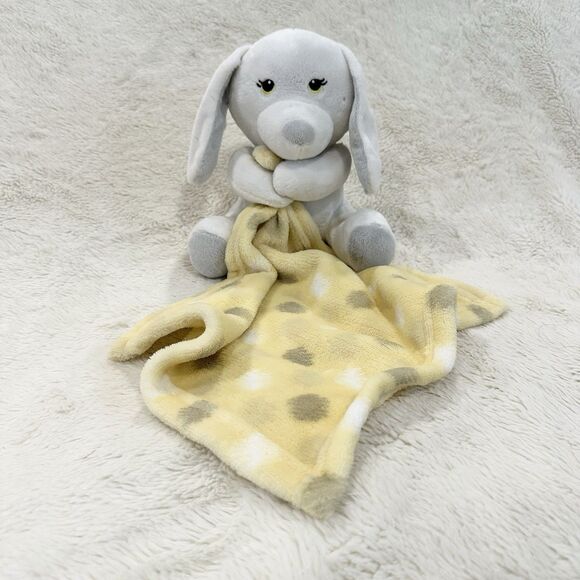 Little Beginnings Security Blanket White Yellow Plush Puppy Dog Polka Dot Lovey - Picture 1 of 5